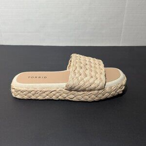torrid Beige Braided Platform Slide Sandals